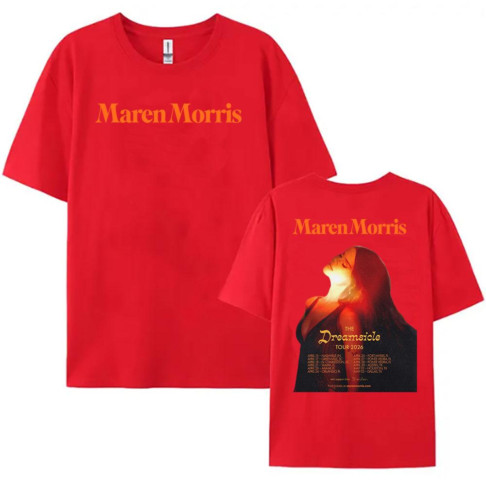 Maren Morris THE Dreamsicle TOUR 2026 Tshirt Cotton Short Sleeve Female Tshirts Streetwear Casual Singer Graphic Print Clothing S
