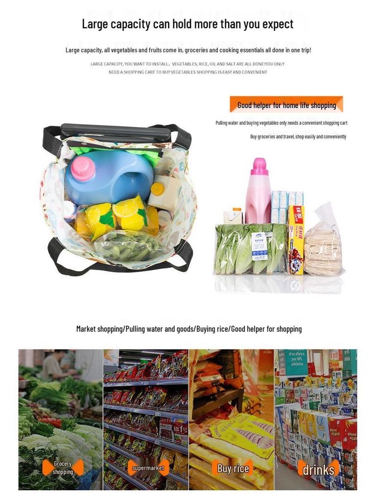 Tragbarer Faltbarer Einkaufstrolley mit Rädern - Umweltfreundlicher Multifunktionaler Handgezogener Wagen