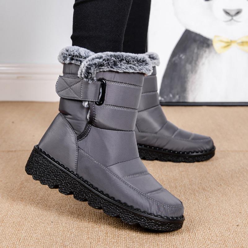 Foreign trade fur collar imitation rabbit hair tall tube warm women's snow boots Velcro waterproof women's boots casual women's shoes