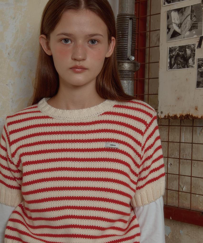 Leteoli Lr Stripe Half Knit_Red