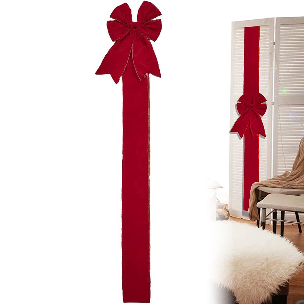 

Velvet Christmas Cabinet Ribbons Bows Large Ribbon Cabinet Bows For DIY Xmas Kitchen Cabinets Decor Gift Wrapping Decorations