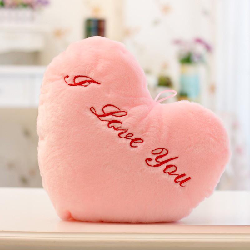 Luminous Pillow Heart Shape Cushion Colorful Glowing Pillow Plush Doll Led Light Toys Gift For Kids 