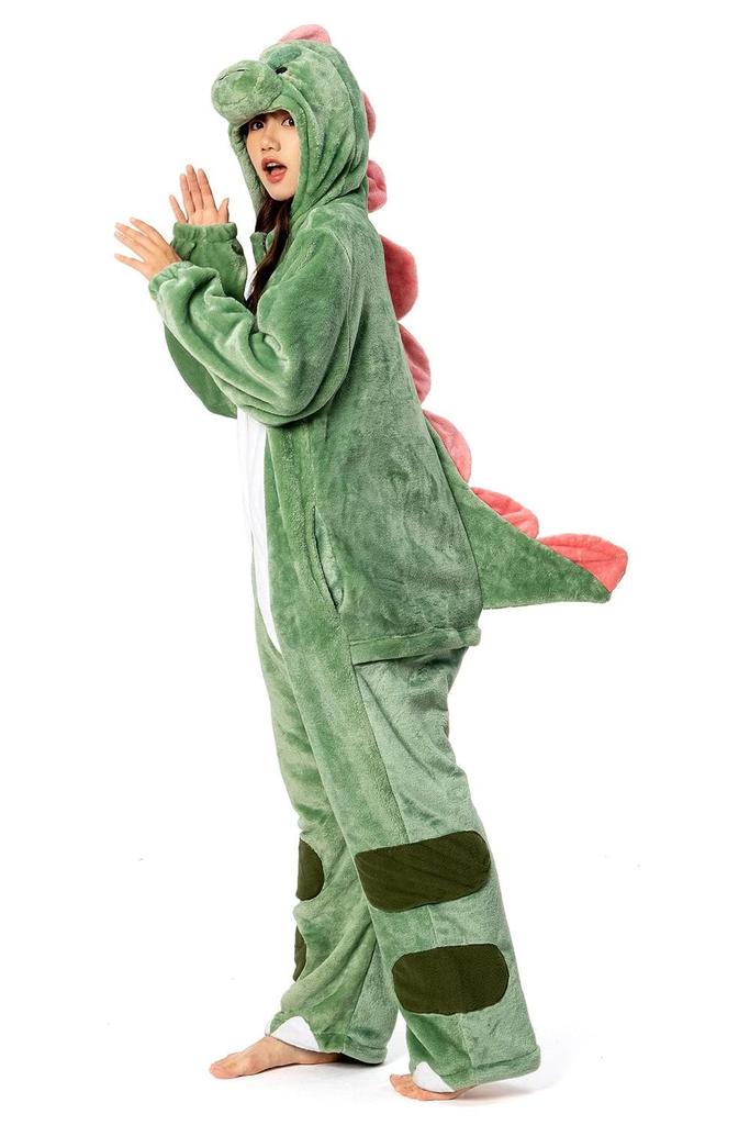 OLAOLA Dinosaur Kigurumi Pajamas for Animal Fluffy Winter Cute Loungewear for Warm and Warm for Cold Weather Flannel Material Size S Adults, Cosplay,