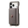 For iPhone 17 Pro Max Case Card Holder Kickstand PU Leather + PC Phone Cover with Mirror and Crossbody Lanyard