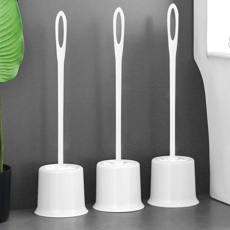 White Long Handle Toilet Brush with Base