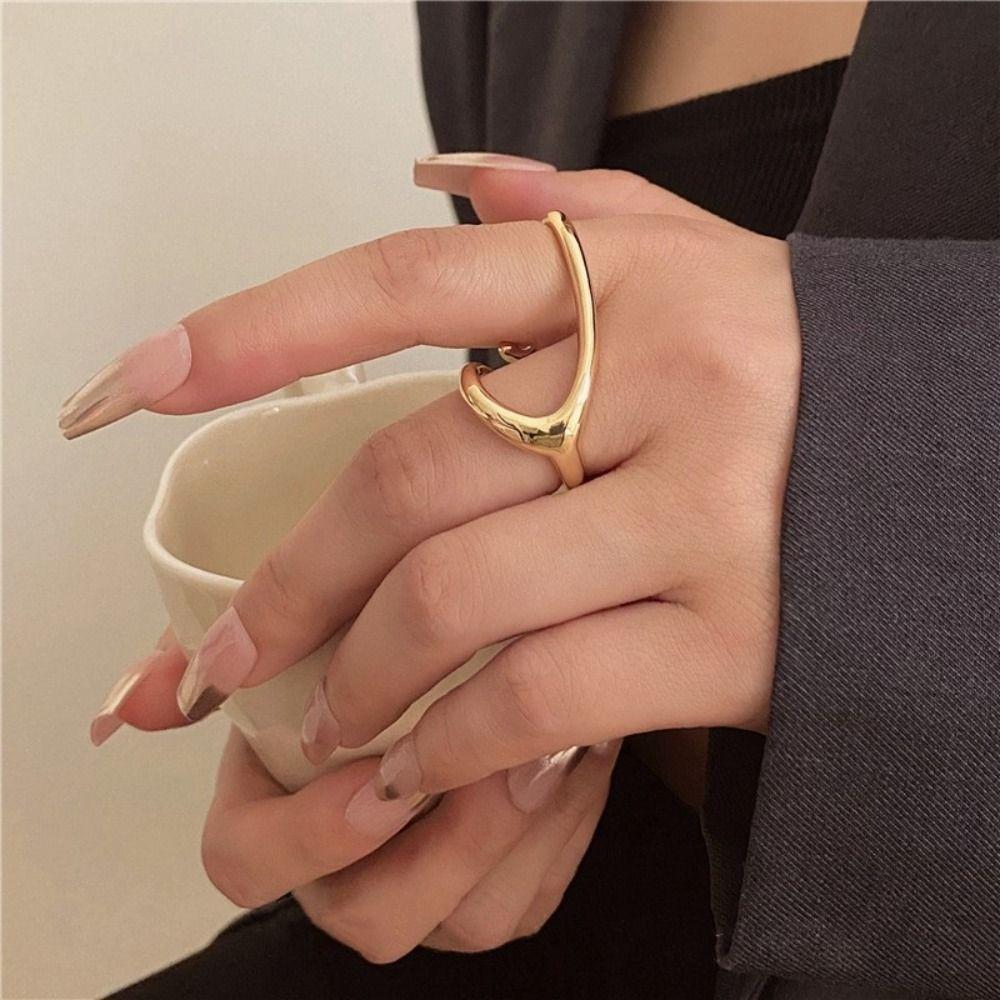 Hip Hop Open Ring Gold/Silver Jewelry Accessories Creative Double Finger Ring Fashion Accessories