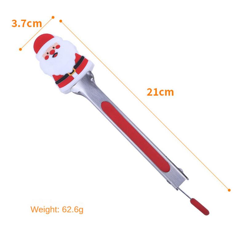 Silikon Lebensmittelclip Weihnachts-Stil Backzange Edelstahl Brotklemme Hitzebeständig Grillclip für Zuhause Küche Picknick