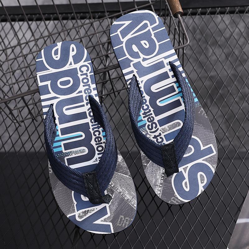 2022 Men's Casual Korean Fashion Summer Trend Letter Flip Flops