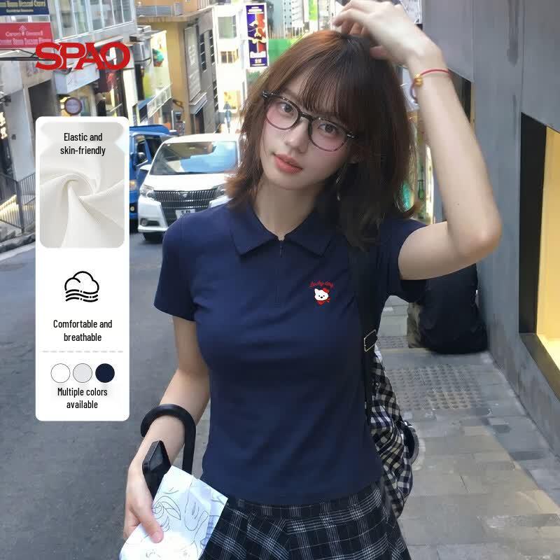 SPAO Women s Slim-Fit Half-Zip Polo T-Shirt XL