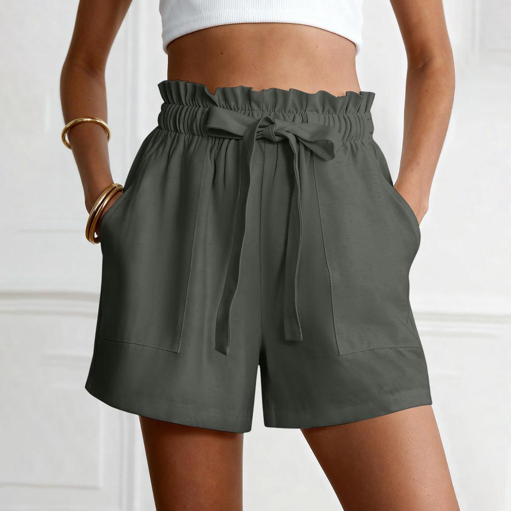 Zomerbroekjes Voor Dames Casual Ruches Trekkoord Hoge Taille Wijde Pijpen Broekjes