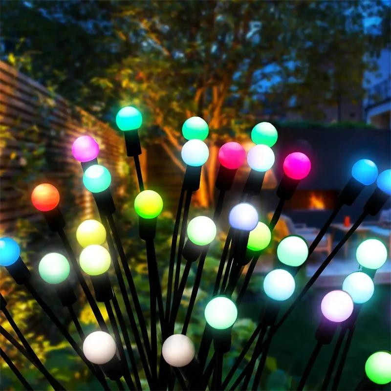 Solar Powered Garden Lights Firefly Lights 6/8/10 LED Outdoor Waterproof Vibrant Swaying Lights for Patio Pathway Decoration