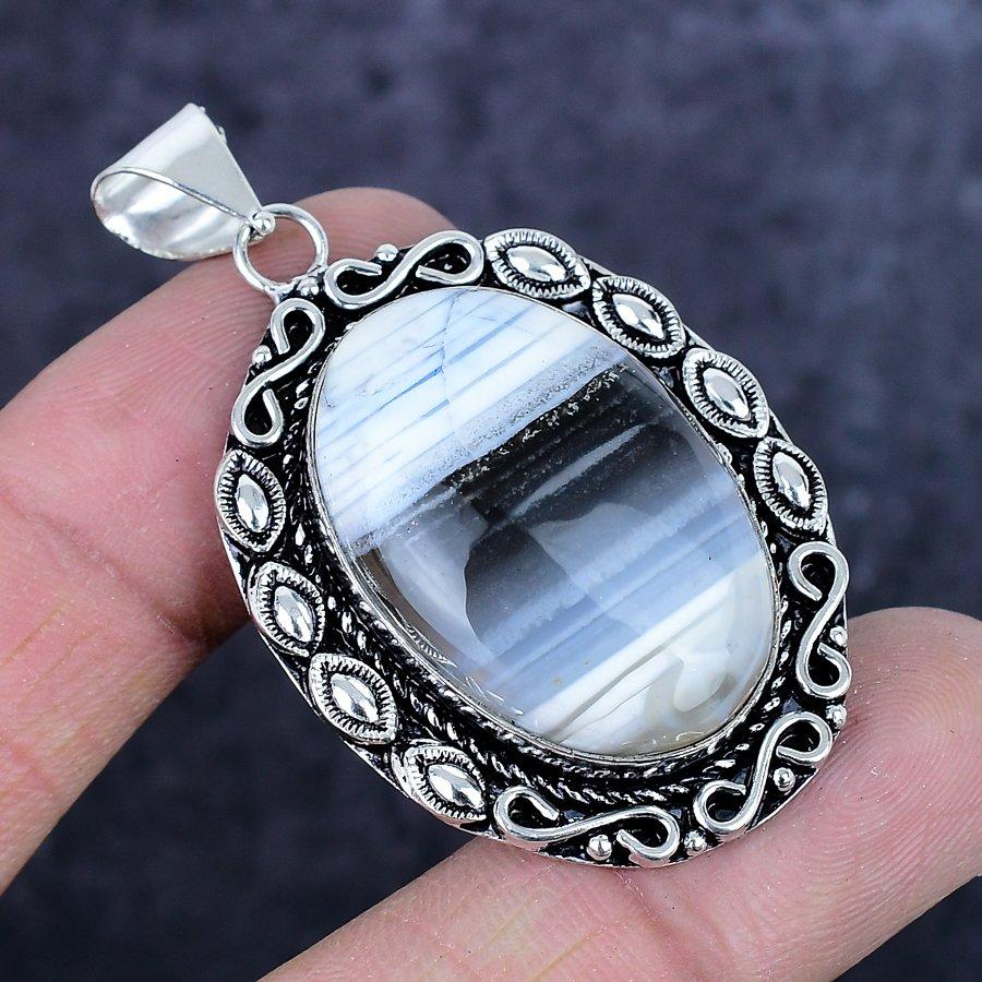 Natural Owhyee Opal Gemstone Handmade 925 Sterling Silver Pendant 2.21" ETC-14286