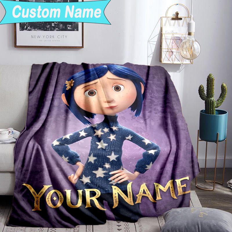 Custom Name Blanket Mystery Coraline's World Blanket Bedding Blanket for Travel, Camping, Living Rooms, Offices, Sofas, Fan Christmas gift