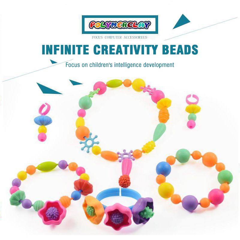 Non-Toxic 508/708/808/1008 Piece Multi-Shaped Diy Handmade Beaded Kit Toy Colorful Educational Snap Pop Beads Kits Lightweight Arts Crafts
