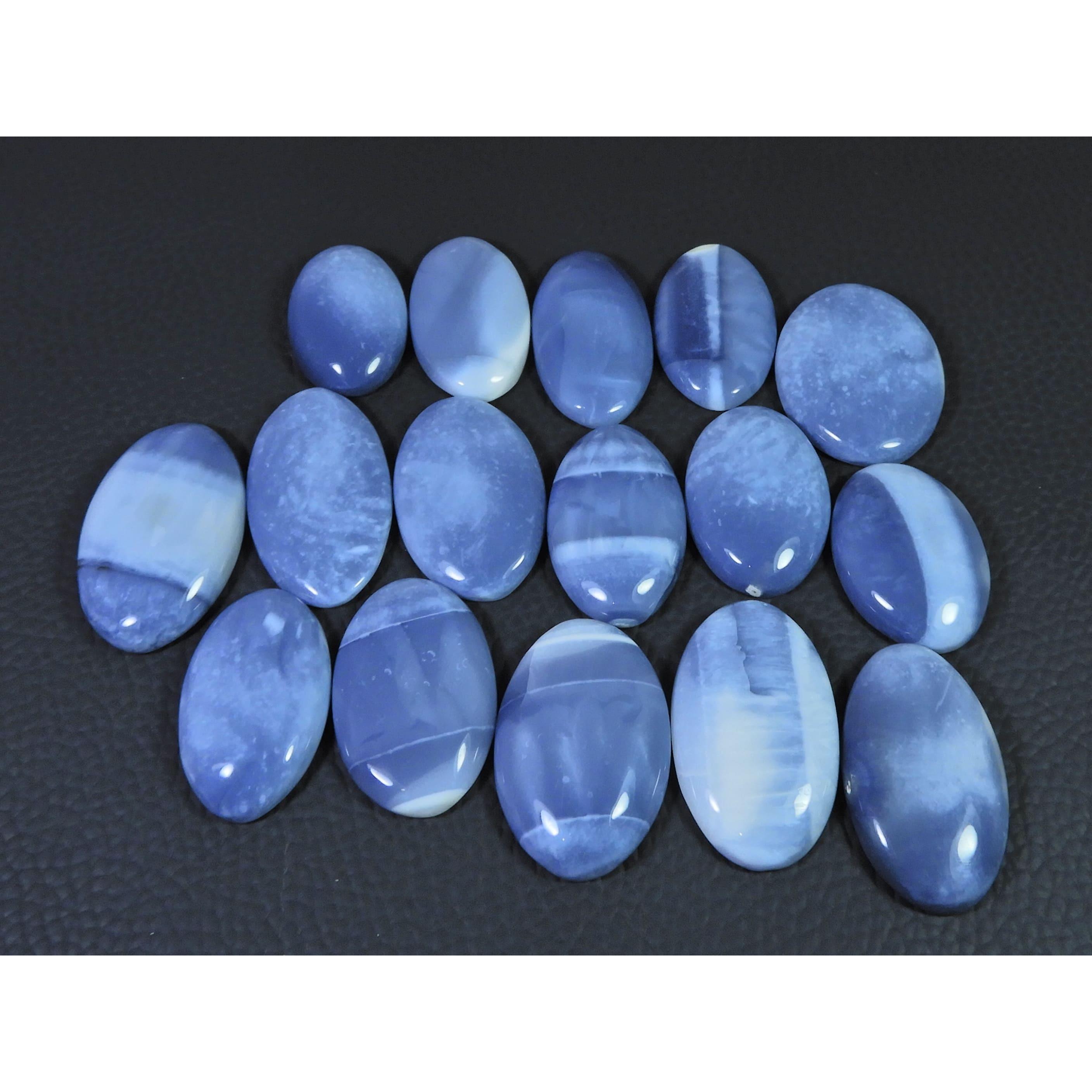 305Cts. Natural Blue Opal Agate Oval Cabochon Loose Gemstone 16 Pcs Lot C-1882