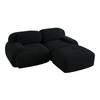 Corner Sofa Made of Corduroy Fabric, Frameless, Combinable with Curved Armrests, No Assembly, Padding for Living Room and Bedroom, Black