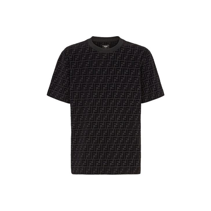 Fendi FF-Jacquard Frottee T-Shirt FY0936A7D5F0ABB