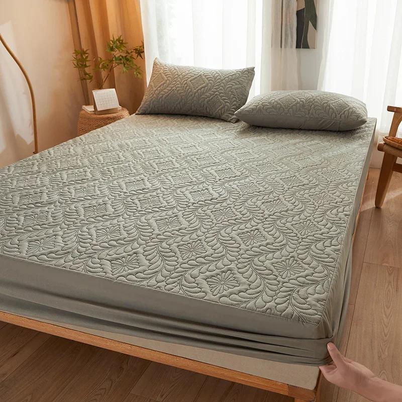 Waterproof Fitted Sheet Quilted Mattress Cover Mattress Protector for Old Child Twin Full Quuen King Size (No Pillowcase)