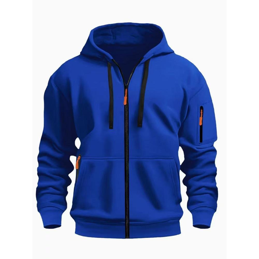 Zippered Cardigan Hoodie American Men's Cardigan Sweatshirt Multi-pocket Zippered Jacket