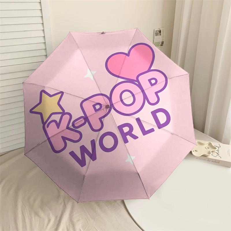 1pc K-Pop World Pattern Umbrella Design Automatic Opening and Closing Umbrella, High-quality Travel Umbrella,  c1128091