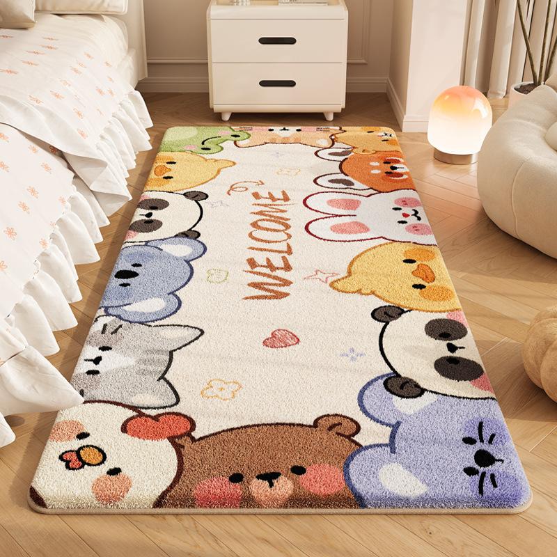 VIKAMA Cute Cartoon Cashmere Fine Sand Carpet Children's Bedroom Soft Bed Blanket Living Room Balcony Casual Mat Home Decor
