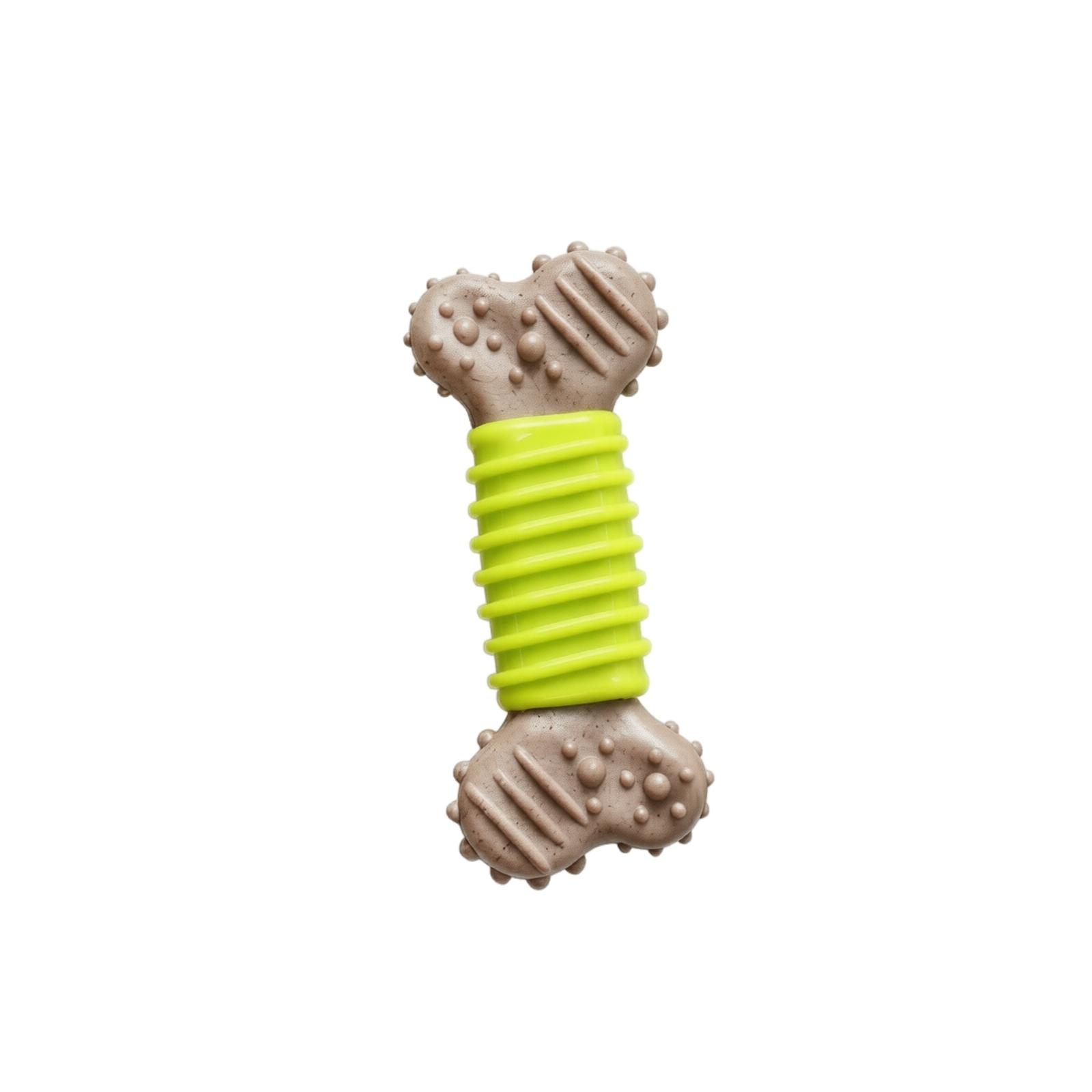 Dog Chew Toy Bone Shape Durable Teeth Cleaning Rubber Chew Stick Interactive Pet Toy for Small Medium Large Dogs One Size зелёный