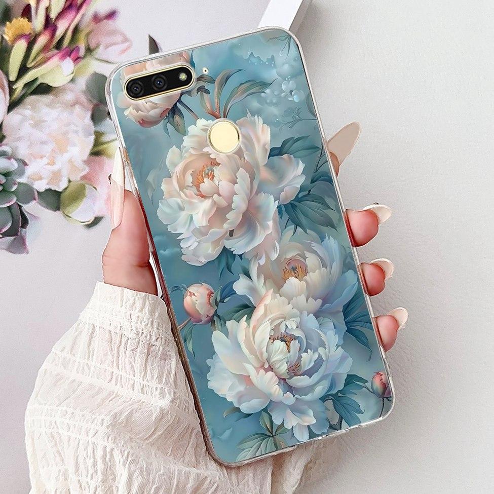For Huawei Y6 Prime 2018 Case Clear Cute Fashion Flowers Luxury Painted Cover For Huawei Y6Prime 2018 Phone Case ATU-L42 ATU-L31