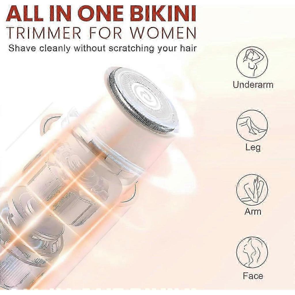 Bikini-Trimmer für Frauen, Elektrischer Rasierer mit Doppelkopf & Schmerzfreie Haarentfernung - Wasserdichter Kabelloser Damenrasierer für Körper, Gesicht, Achseln, Intimbereiche