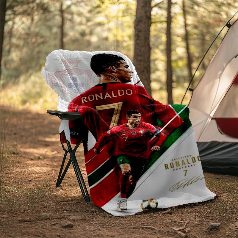 Coperta Flanella Stampa Maglia Ronaldo, Coperta Morbida Calda Leggera per Soggiorno, Divano Letto Campeggio Ufficio
