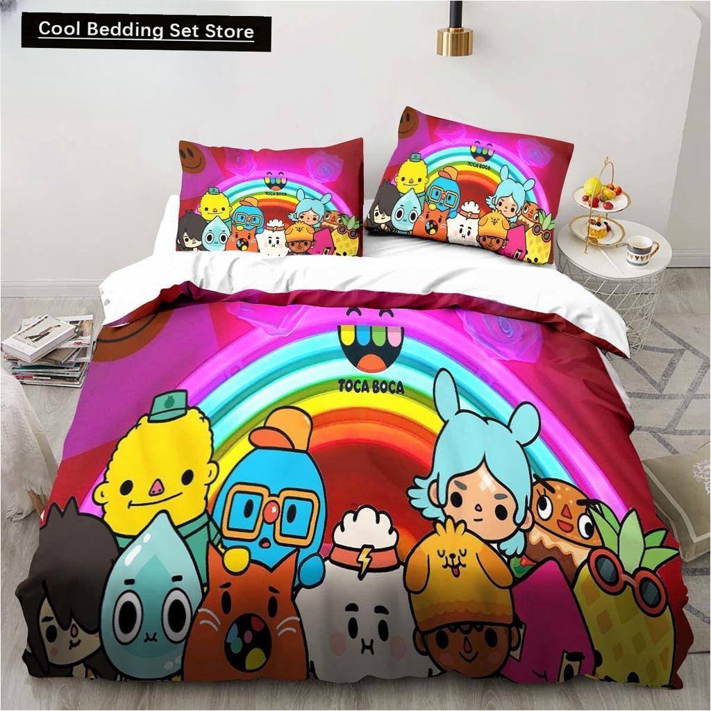 New 3D Cartoon Game Toca Life World Bedding Set Duvet Cover Bed Set Quilt Cover Pillowcase Comforter King Queen Size Boys Adult