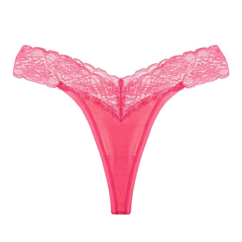 

Женские трусики-стринги большого размера в европейском и американском стиле с низкой посадкой, из сексуального кружева - Дышащие, тонкие и удобные летние трусики XX-Large розы красного