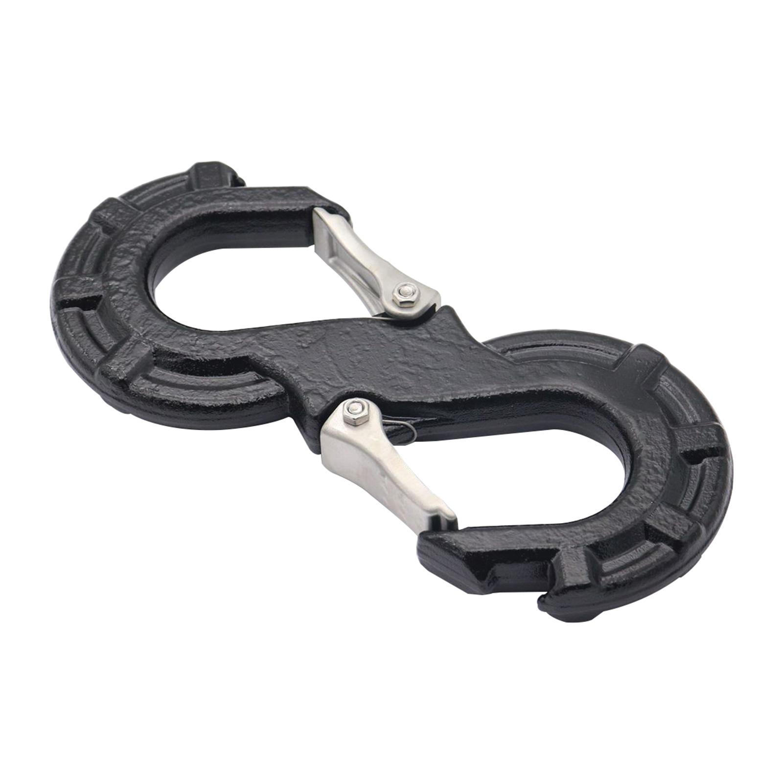 

S-образный стальной скользящий крюк, крюк для лебедки, универсальный, прочный, быстросъемный, автомобильный, крюк для лебедки, стальной крюк-защелка чёрный