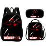 Deadpool  School 3Pcs Set Backpack+lunch Box+Pencil Case Fashion Schoolbag Backpack Trend Kids Gift Practical Multifunctional