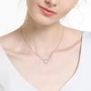 European S925 Sterling Silver Heart Pendant Necklace with Diamond Inlay