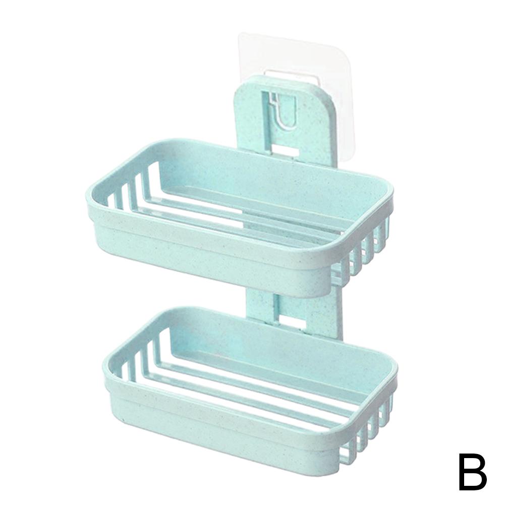 Double Layer Soap Dish Tray Rack Waterproof Wall Mount Soap Dish Holder for Bathroom, Tub and Kitchen Sink Punch-Free
