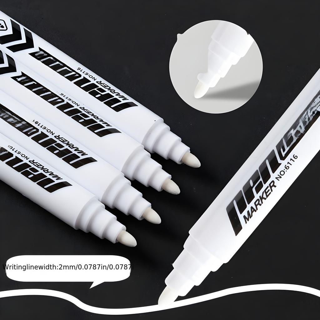 4/13Pcs White Marker Pens 1.0mm Oily Waterproof Paint Pen DIY Graffiti Sketching Markers Stationery