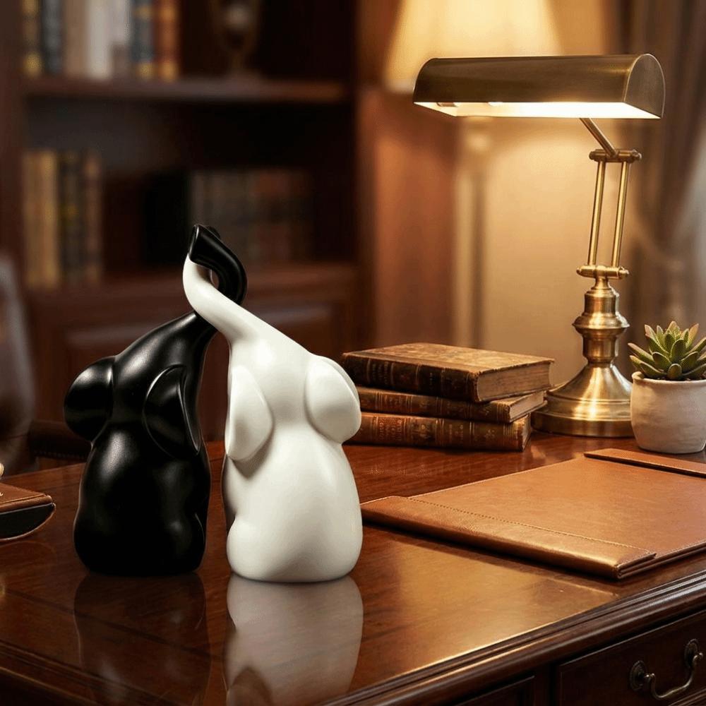 Minimalist Elephant Sculpture Niche Style Loving Figurine Couples Elephant Statue  Office