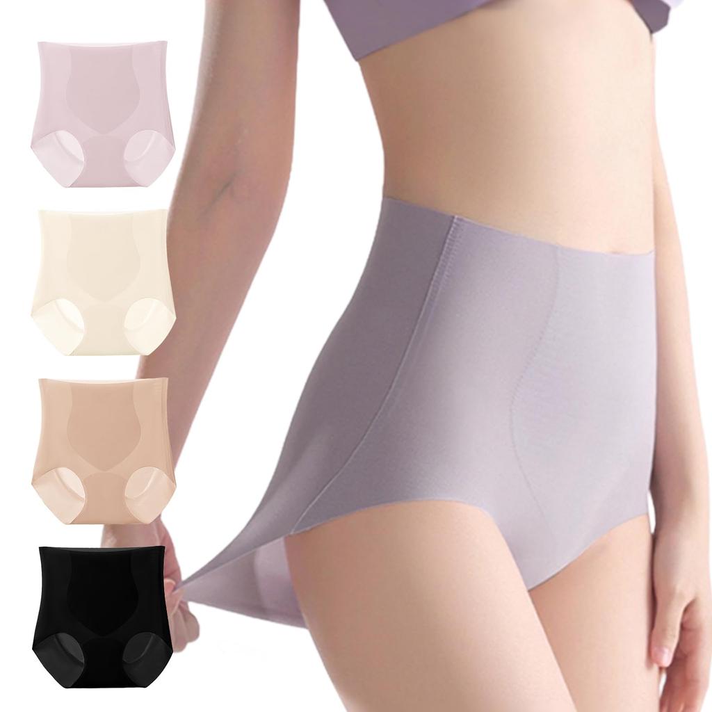 Vehmia Seamless Solid Elastic Covers the Milky 4-Pack Women's Panties, Color, Non-Slip, Shapewear, Butt-Shaping, All-Season, Lineless, Breathable,