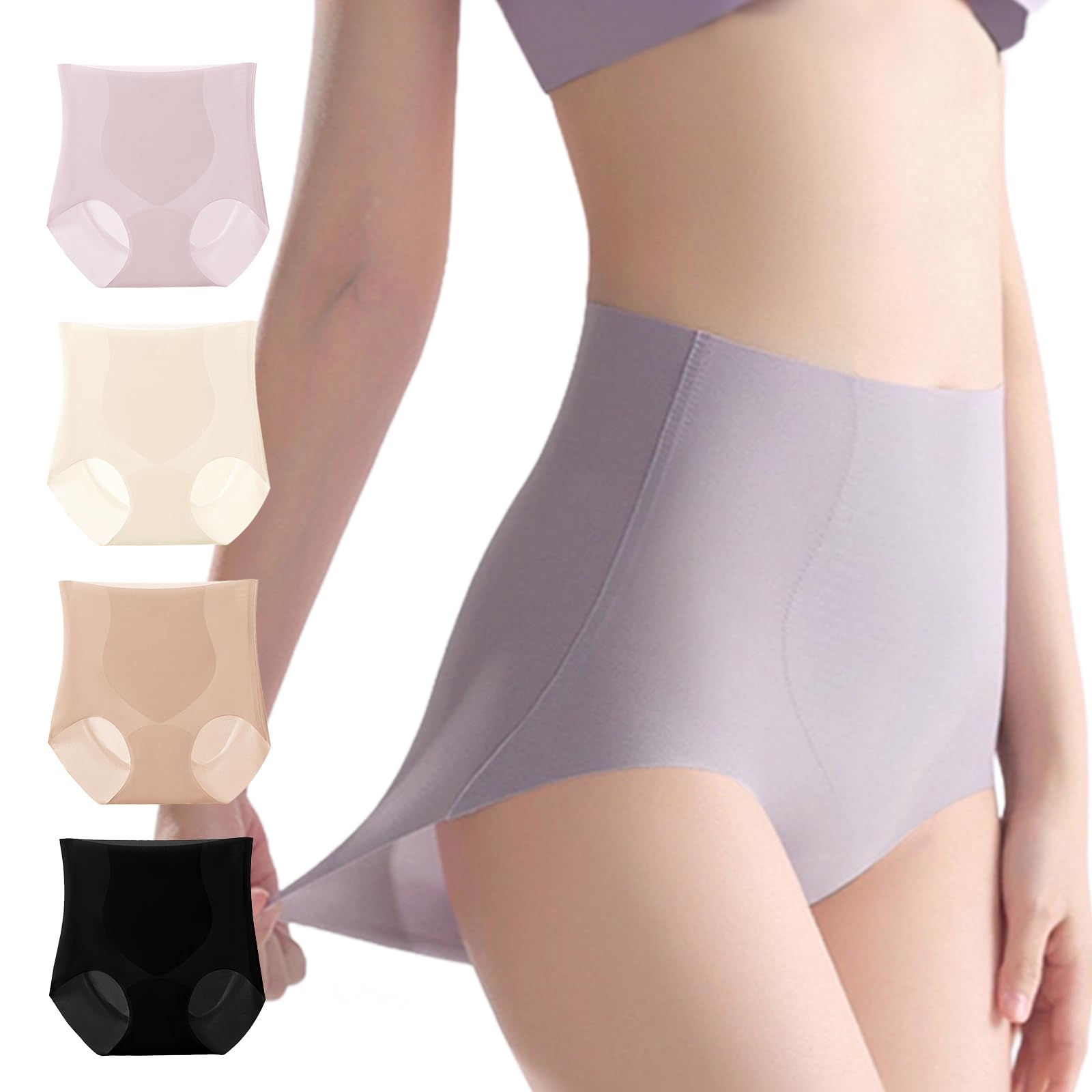 

Vehmia Seamless Solid Elastic Covers the Milky 4-Pack Women s Panties, Color, Non-Slip, Shapewear, Butt-Shaping, All-Season, Lineless, Breathable,