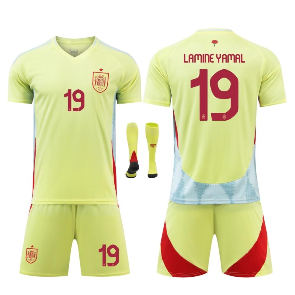 Maglia da Calcio Rossa e Gialla Yamal per Ragazzi Spagna Abbigliamento Sportivo Giovanile