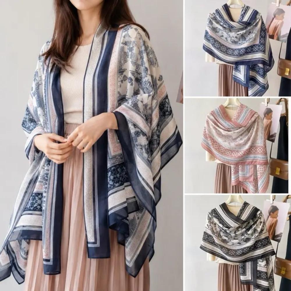 Multi-Purpose Ethnic Print Shawl Large Size Travel Cover Up Retro Beach Wrap Shawl For Women