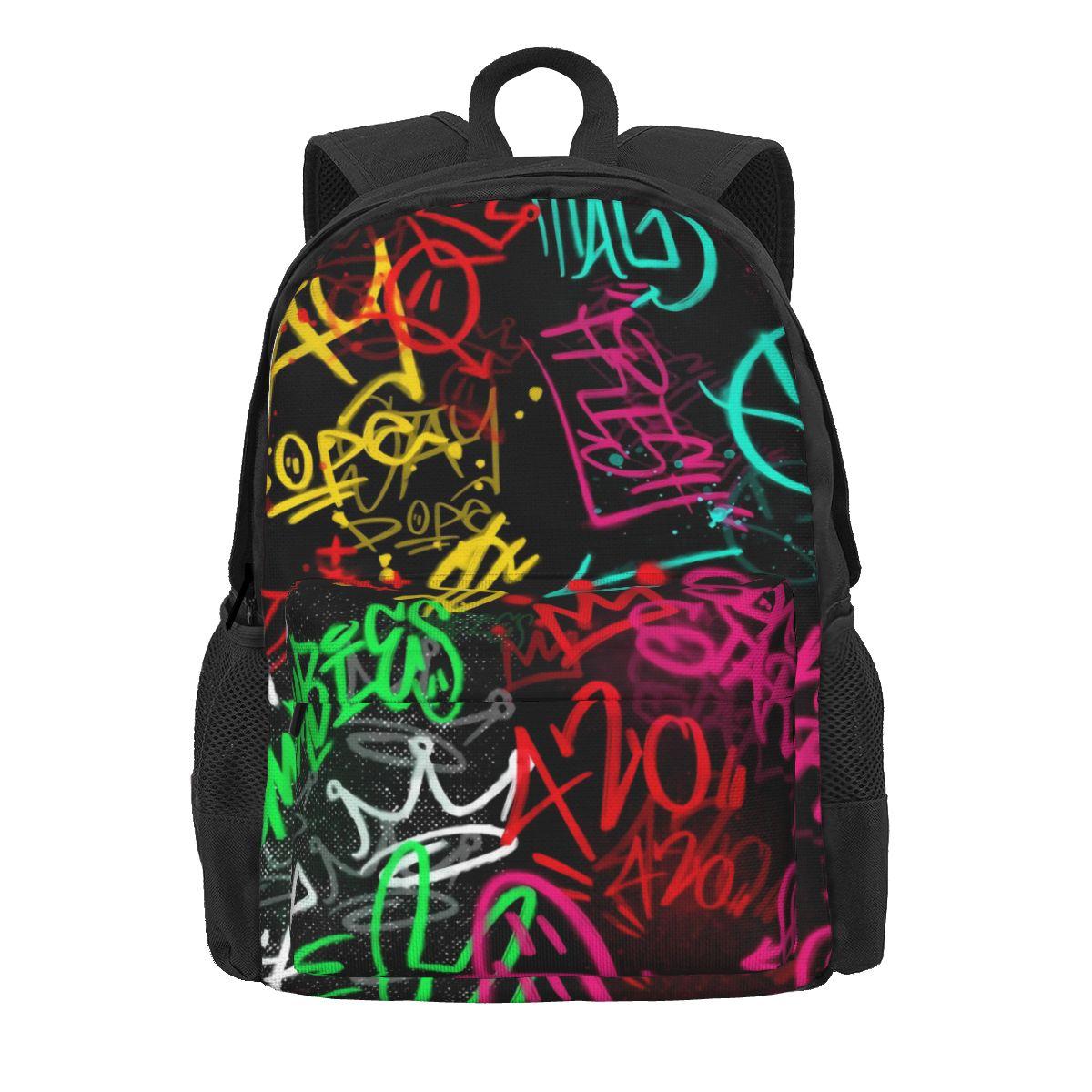Zwarte en Witte Graffiti Rugzak Abstract Symbool Nieuwigheid Rugzakken Vrouwen Mannen Universiteit Duurzaam Schooltassen Ontwerp Rucksack 36x32x10cm
