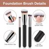 Professional Foundation Brush Set, 3 Piece Makeup Brushes with Synthetic Fibers, Black Handle with Silver Ferrule, Flat Top for Liquid and Cream
