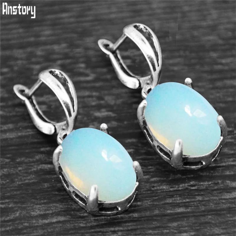 Vintage Natürlicher Quarz Jade Amethyst Krallen Anhänger Ohrringe Antik Versilbert Stein Unakit Mode Damen Schmuck