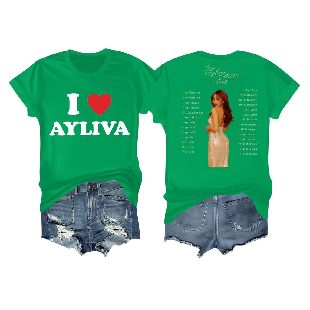 Kvinners avslappet trykket t-skjorte rund hals genser kort ermet topp