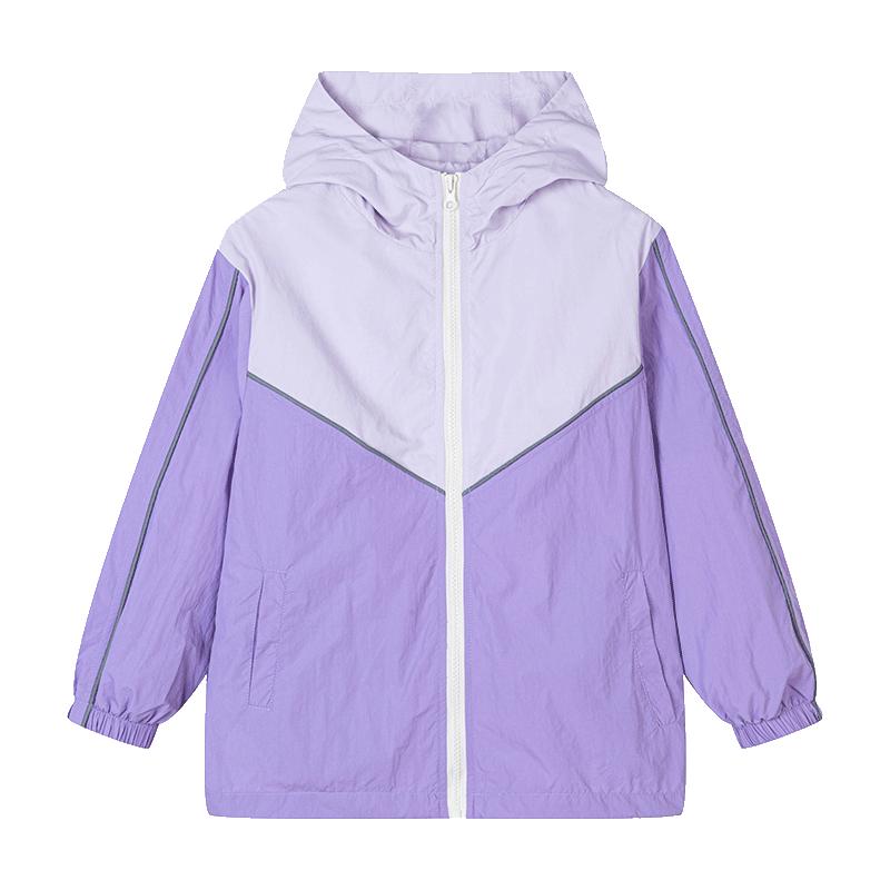 Fuluomi Girls  Color-blocked Hooded Soft Shell Jacket 120