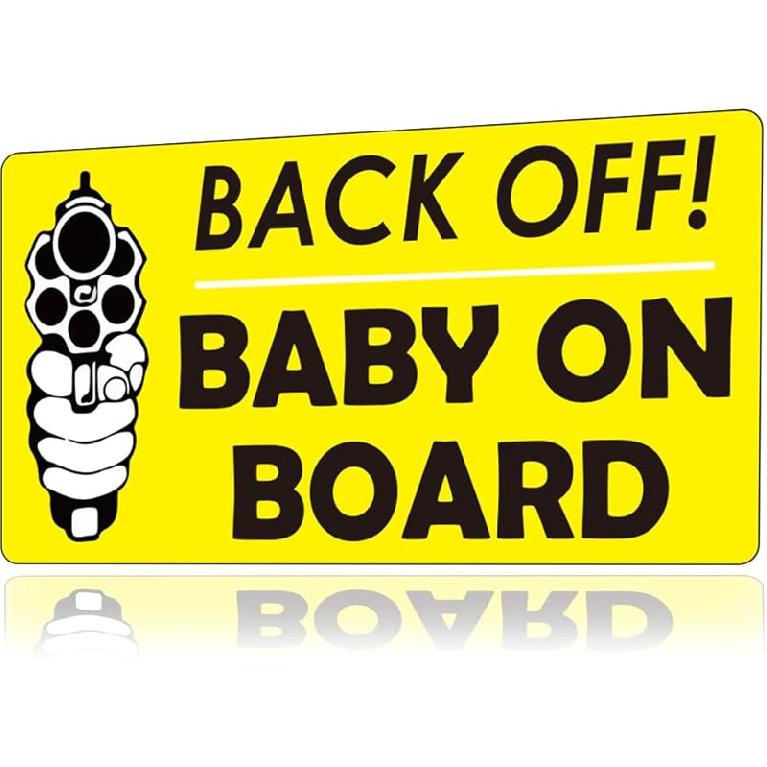 1step2dream Funny Baby on Board Bumper Sticker 2Pcs, Car Essentials | Back off Sign and Reflective See-Through When Driving in the Dark | 7 x 5