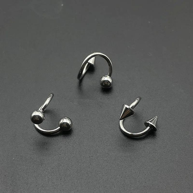 Stainless Steel Nose Ring Piercing Horseshoe Spike Septum Piercing Lip Tragus Helix Piercing Body Piercing Ring Hip Hop "S"