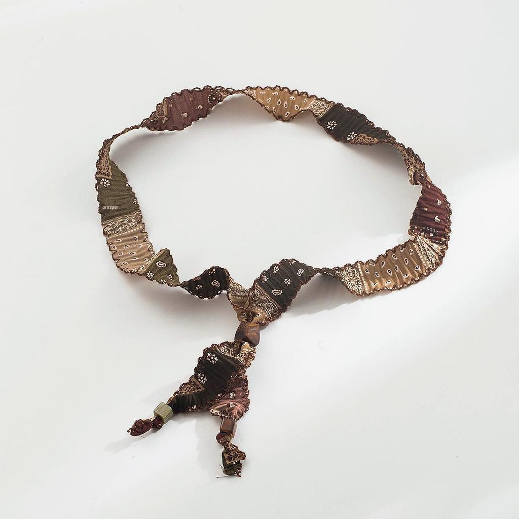Autumn Winter Retro Silk Scarf Necklace - Stylish Maillard Handmade Fabric Pendant