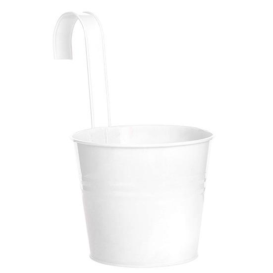 

Компактное ведро для цветов со съемным подвесным держателем для растений со съемным железным крючком для перил белый